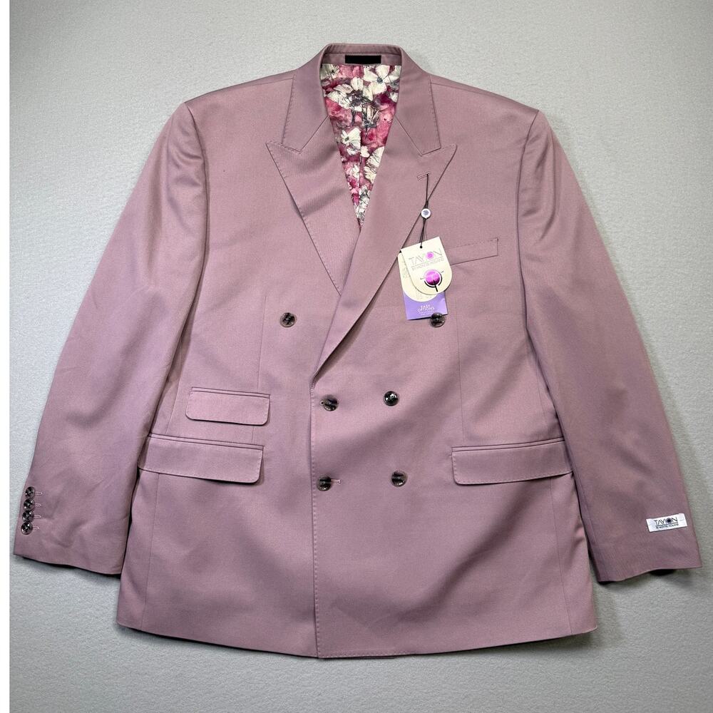 Tayion Men's Classic Fit Double-Breasted Suit Jacket Mauve, 46R $360